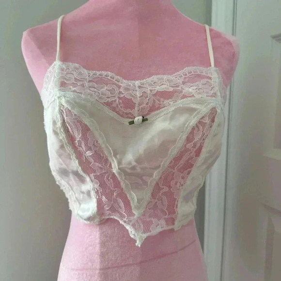 Vintage coquette lace nylon top Marie Antoinette cottagecore 36 Fairycore - Picture 5 of 8